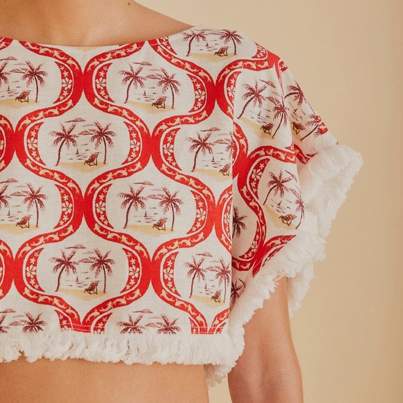 FARM Rio Summer Beach Linen Blouse - Picture 11 of 16